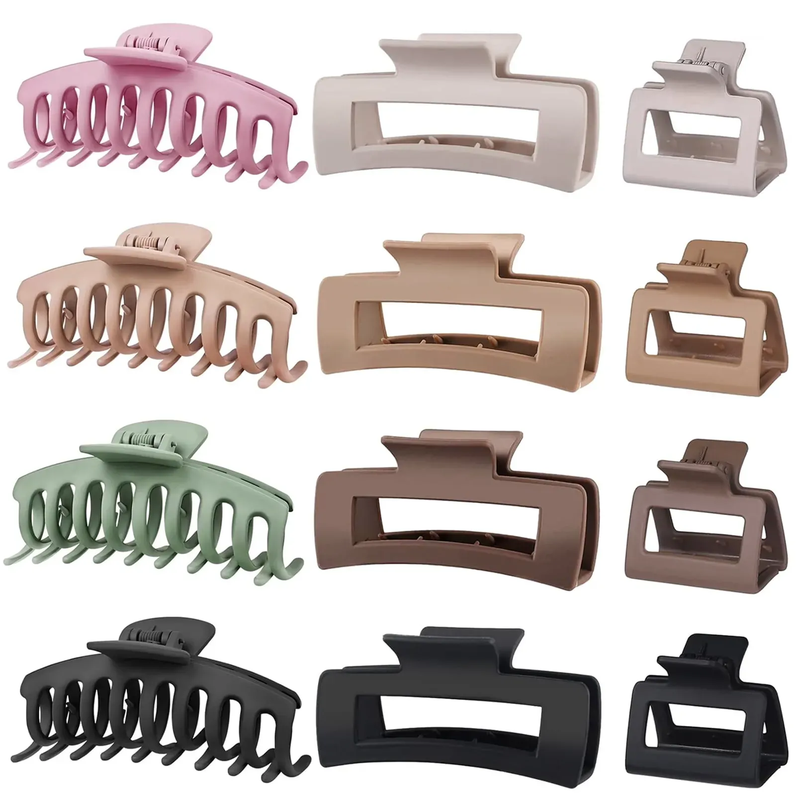 12-Piece Matte Claw Clip Set, Large and Medium Clips (3-Pack)
